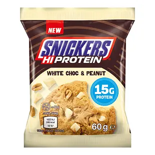 Snickers fehérje keksz mogyoróval, karamellel és fehér csokoládéval 60 g