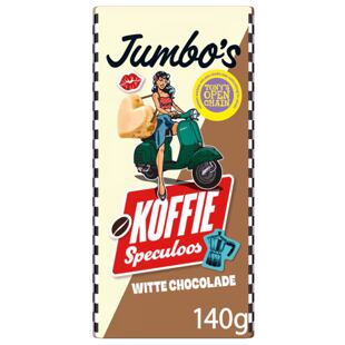 Jumbo fehér csokoládé kávé ízesítéssel és karamellás keksszel 140 g