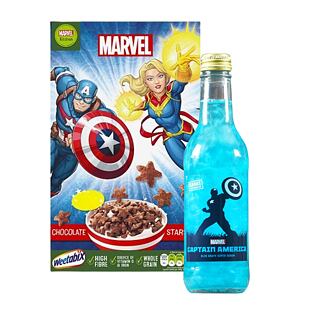 Weetabix Marvel gabonapehely 500 g + Marvel Captain America csillogó ital szőlőízzel 330 ml