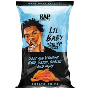 Rap Snacks Lil Baby chips ecetes, BBQ, hagymás, fokhagymás és egyéb ízekkel 71 g