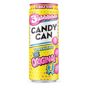Candy Can x Bubblicious szénsavas limonádé cukorral és édesítőszerekkel, rágógumi ízesítéssel 330 ml