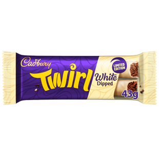 Cadbury Twirl tejcsokoládé tábla fehér csokoládé bevonattal 43 g