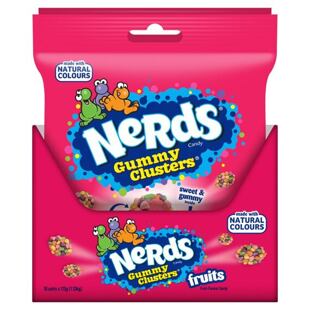 Nerds Clusters Gyümölcsös rágócukor cukorhéjban, gyümölcs ízekkel 113g Egész csomag 10 db