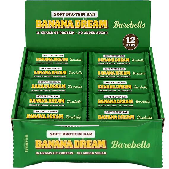 Barebells fehérjetartalmú szelet, Banana Dream ízű, 55 g. Teljes csomag: 12 db