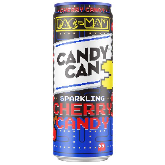 Candy Can x PAC-MAN szénsavas limonádé cukorral és édesítőszerekkel, meggy ízesítéssel 330 ml