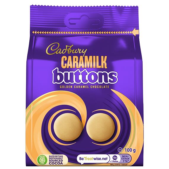 Cadbury Caramilk fehér csokoládé gombok karamellizált tejporral 100 g