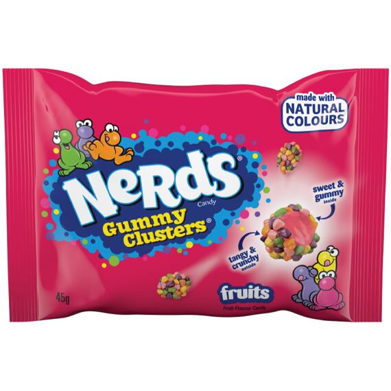 Nerds Clusters Fruits rágós cukorkák cukorhéjban gyümölcs ízekkel 45g Egész csomag 20 db