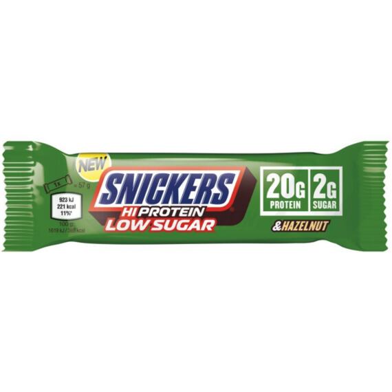 Snickers fehérjeszelet mogyoróval és karamellel, csökkentett cukorral 57 g