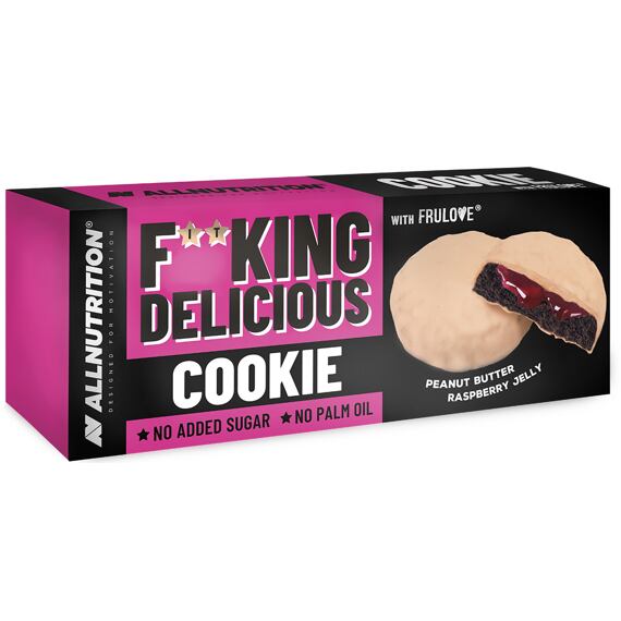 F**KING Delicious Kakaós keksz málna ízű töltelékkel, mogyorós mázzal 128 g